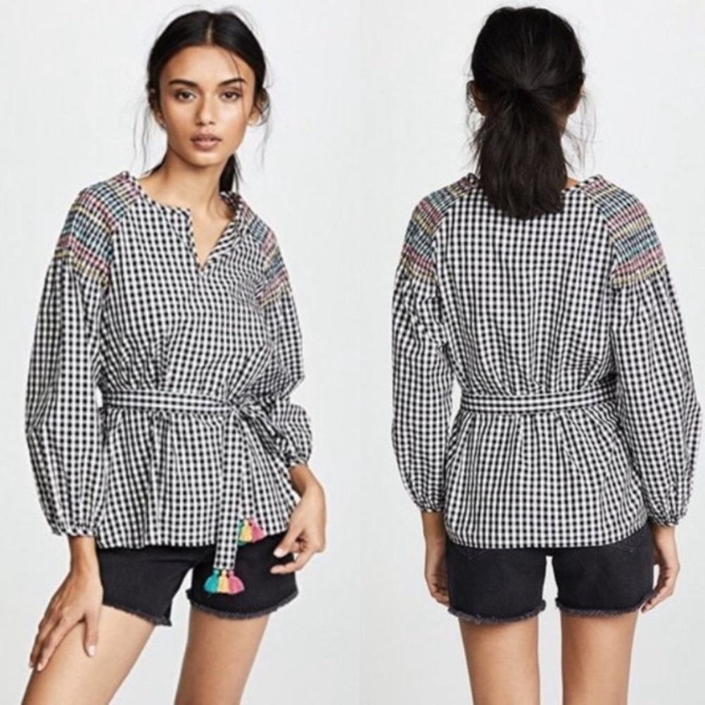 Madewell Smocked Gingham Top